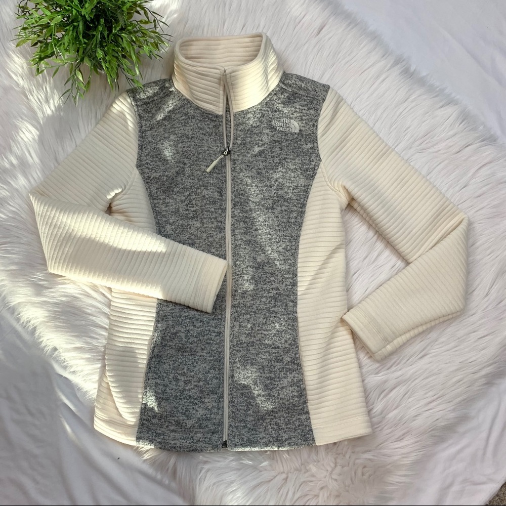 North Face Heather Grey & Cream Jacket NWOT s